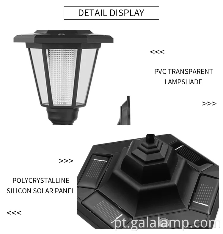 Luzes solares de lanterna solar hexagon elegantes vintage para decoração ao ar livre